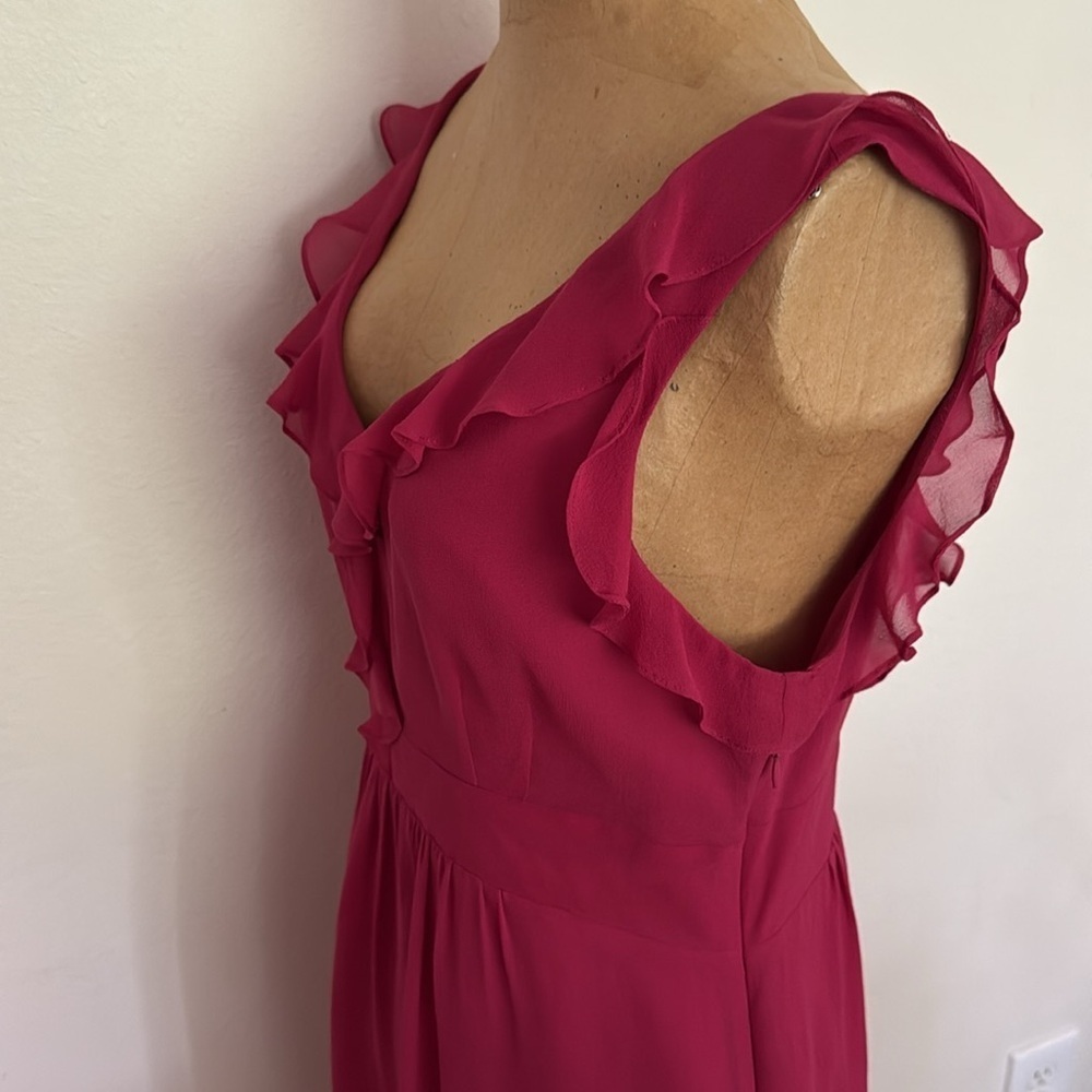 Moulinette Soeurs sz 8‎ Fuchsia silk Ruffle Midi Dress lined great condition - Picture 8 of 12